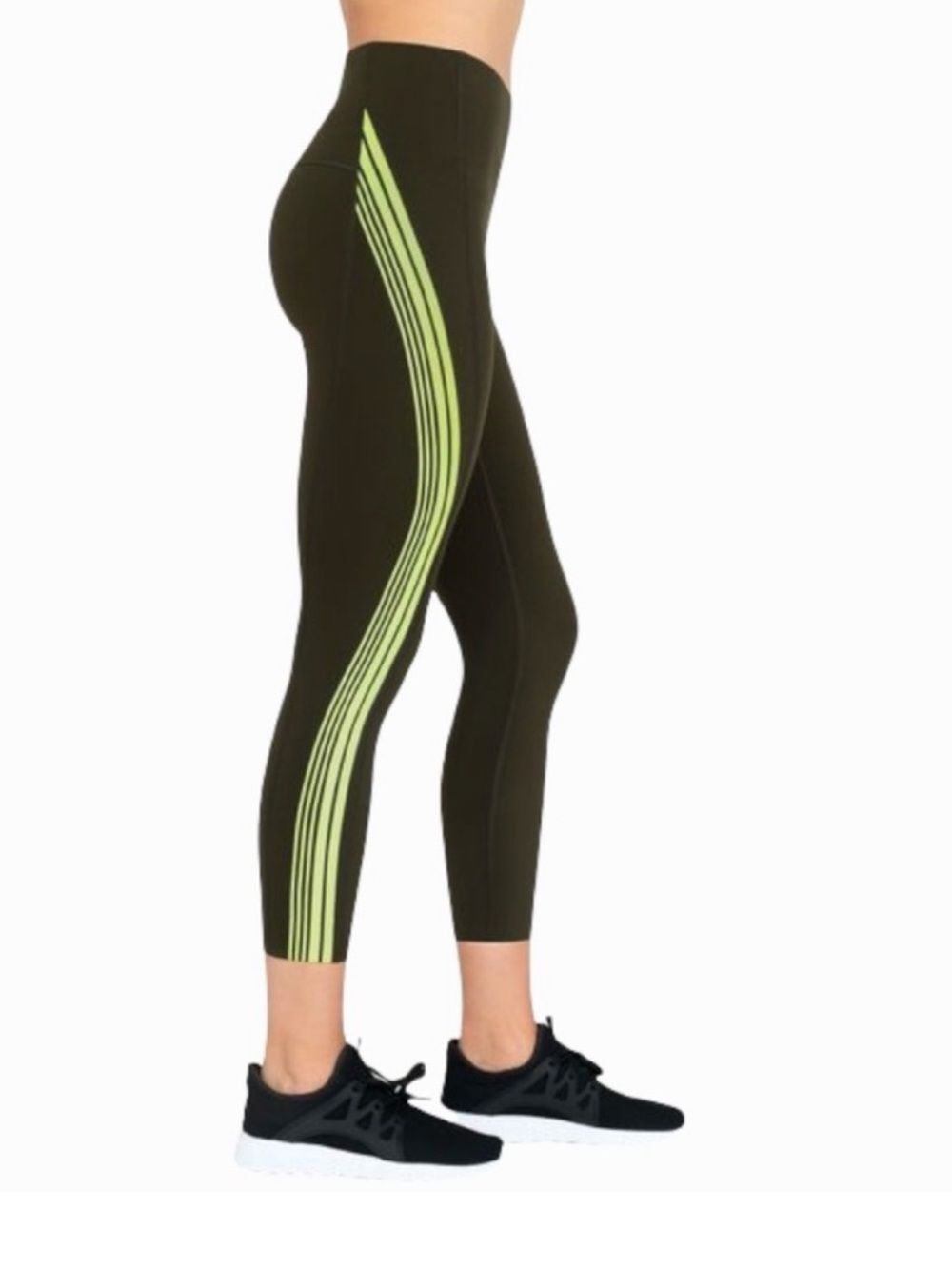 Spanx Every Wear Contour Stripe 7/8 Leggings Green Women’s Medium